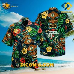 NBA Milwaukee Bucks Hawaiian Shirt Custom Tiki Floral
