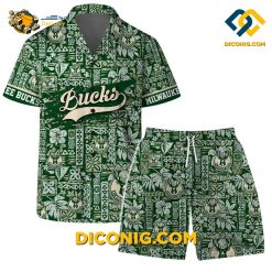 NBA Milwaukee Bucks Hawaiian Shirt Custom Tropical Green