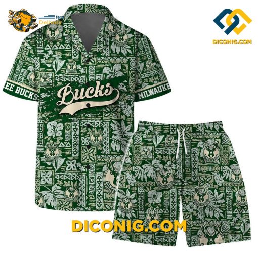 NBA Milwaukee Bucks Hawaiian Shirt Custom Tropical Green