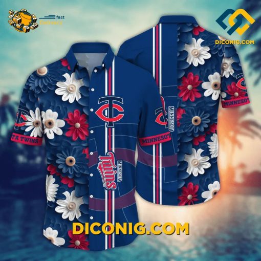 MLB Minnesota Twins Hawaiian Shirt Custom Daisy Stripe