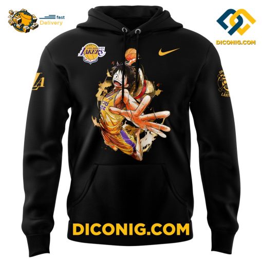 Monkey D. Luffy One Piece The Lakers NBA Black Hoodie Set Custom