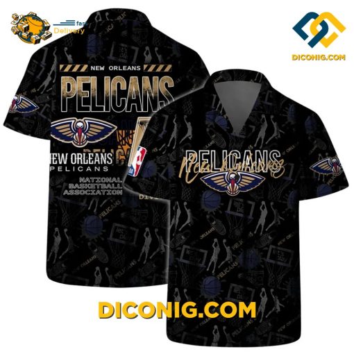 NBA New Orleans Pelicans Hawaiian Shirt Custom Court Style