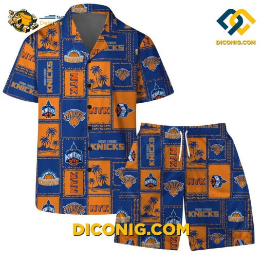 NBA New York Knicks Hawaiian Shirt Custom Island Grid