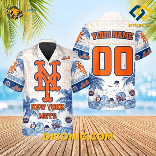 MLB New York Mets Hawaiian Shirt Custom Coastal Escape
