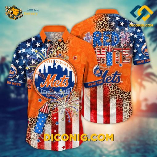 MLB New York Mets Hawaiian Shirt Custom Red White