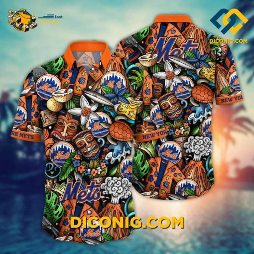 MLB New York Mets Hawaiian Shirt Custom Tropic Teal