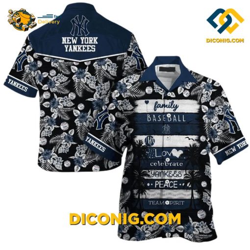 MLB New York Yankees Hawaiian Shirt Custom Family Values