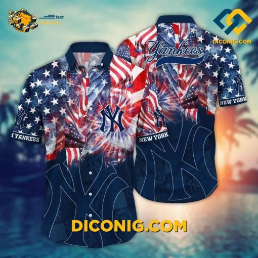 MLB New York Yankees Hawaiian Shirt Custom Fireworks Freedom