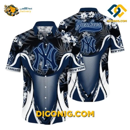MLB New York Yankees Hawaiian Shirt Custom Floral Crest