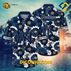 new york yankees hawaiian shirt floral luxe