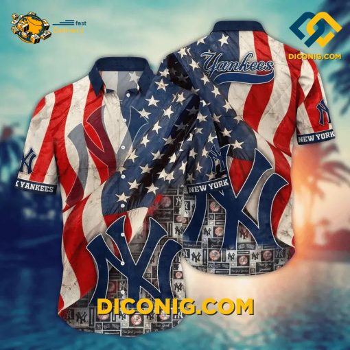 MLB New York Yankees Hawaiian Shirt Custom Heritage Flag