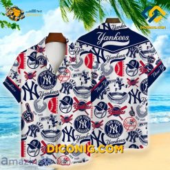 new york yankees hawaiian shirt icon collage