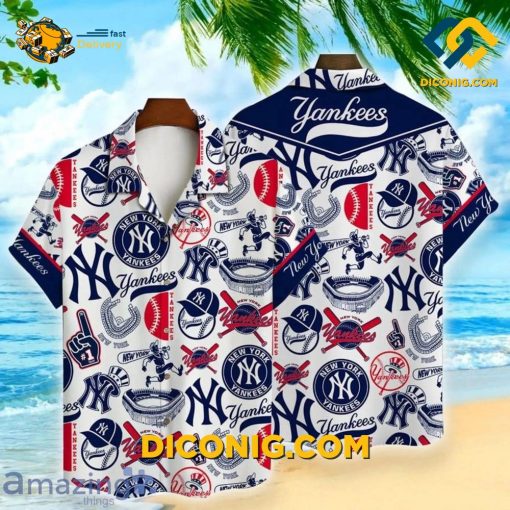 MLB New York Yankees Hawaiian Shirt Custom Icon Collage