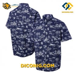 new york yankees hawaiian shirt island vibes navy