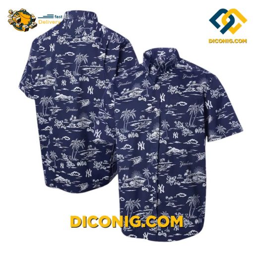 MLB New York Yankees Hawaiian Shirt Custom Island Vibes Navy