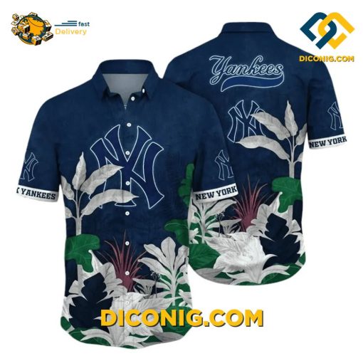 MLB New York Yankees Hawaiian Shirt Custom Jungle Foliage