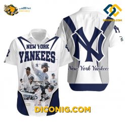 new york yankees hawaiian shirt legends collage