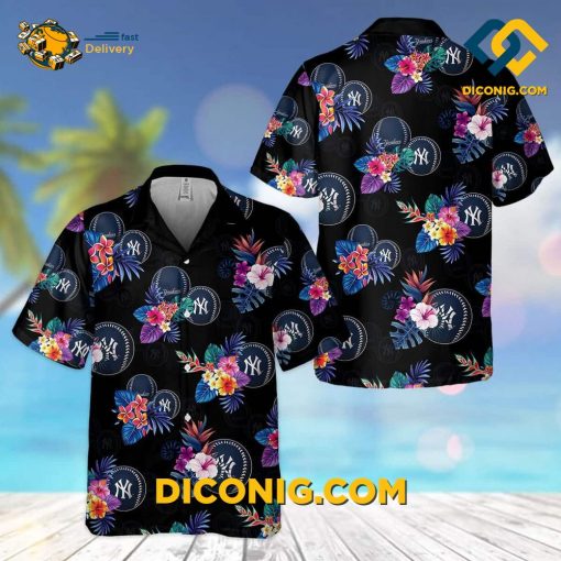 MLB New York Yankees Hawaiian Shirt Custom Midnight Blossom