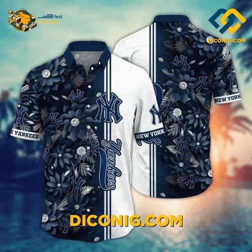 MLB New York Yankees Hawaiian Shirt Custom Midnight Floral