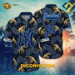 new york yankees hawaiian shirt midnight palm