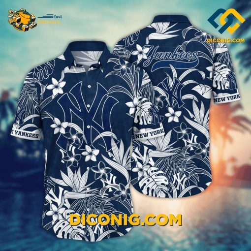 MLB New York Yankees Hawaiian Shirt Custom Midnight Tropic