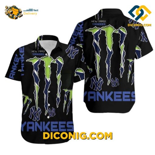 MLB New York Yankees Hawaiian Shirt Custom Monster Energy Burst