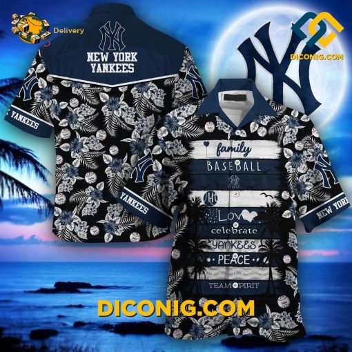 MLB New York Yankees Hawaiian Shirt Custom Moonlight Palm