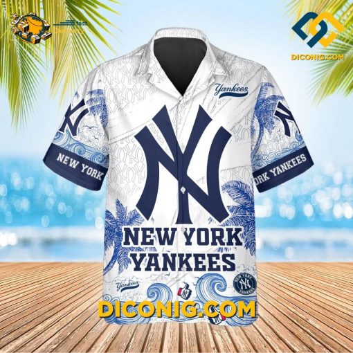 MLB New York Yankees Hawaiian Shirt Custom Ocean Waves