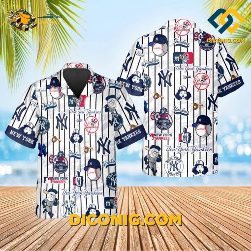 MLB New York Yankees Hawaiian Shirt Custom Pinstripe Mascot