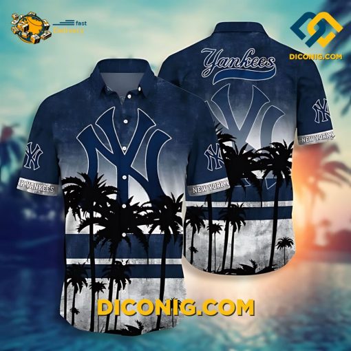 MLB New York Yankees Hawaiian Shirt Custom Sunset island view