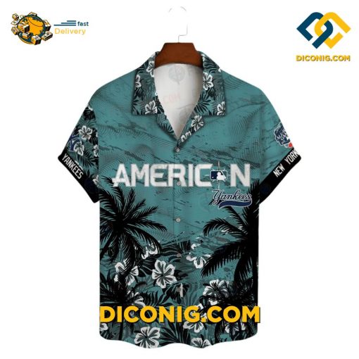 MLB New York Yankees Hawaiian Shirt Custom Teal Tropics