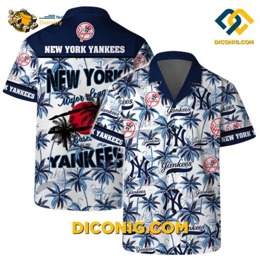 MLB New York Yankees Hawaiian Shirt Custom Team Logo Coconut Tree Pattern