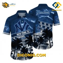new york yankees hawaiian shirt thunderstorm palms