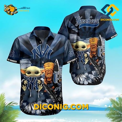 MLB New York Yankees Hawaiian Shirt Custom Tiki Fan