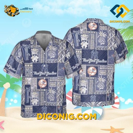 MLB New York Yankees Hawaiian Shirt Custom Tiki Patch