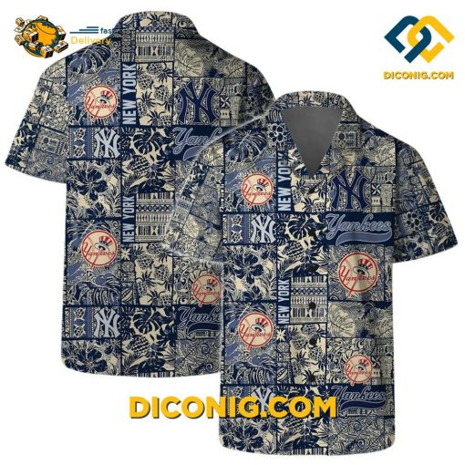 MLB New York Yankees Hawaiian Shirt Custom Vintage Patchwork