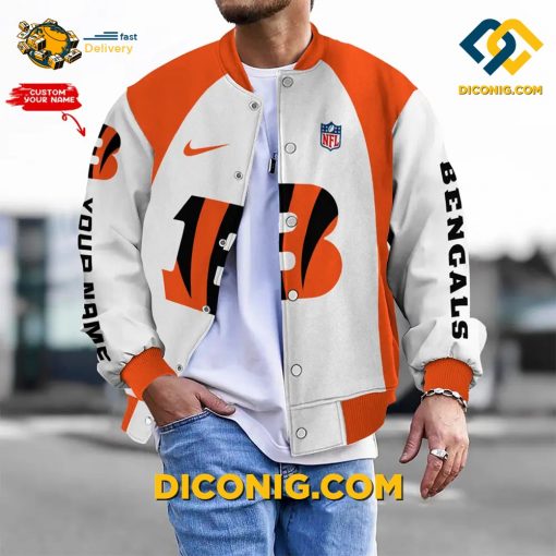 NFL Cincinnati Bengals Bomber Jacket Custom Baseball Varsity