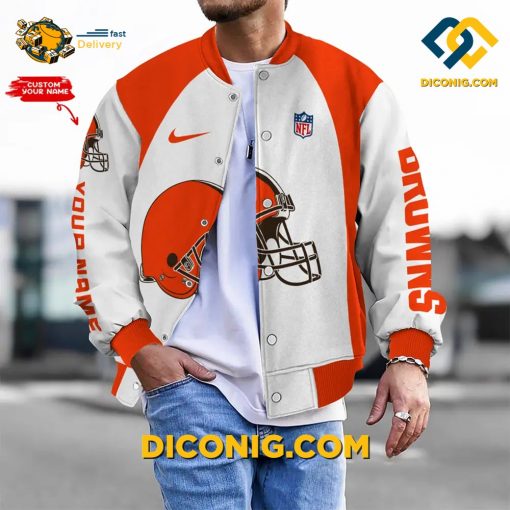 NFL Cleveland Browns Bomber Jacket Custom Baseball Varsity