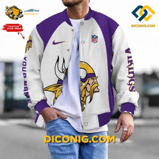 NFL Minnesota Vikings Bomber Jacket Custom Baseball Varsity