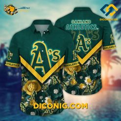 MLB Oakland Athletics Hawaiian Shirt Custom Chevron Bloom