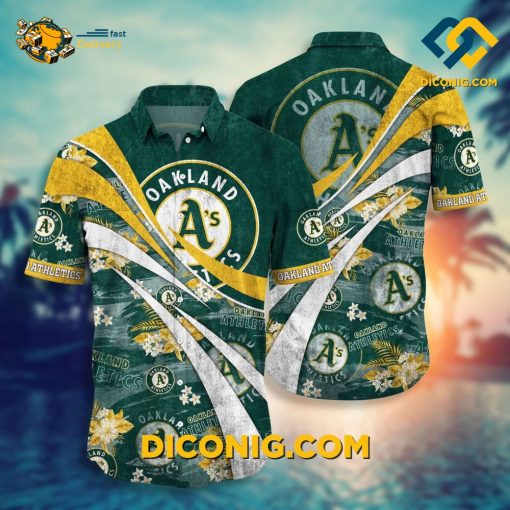 MLB Oakland Athletics Hawaiian Shirt Custom Floral Swirl