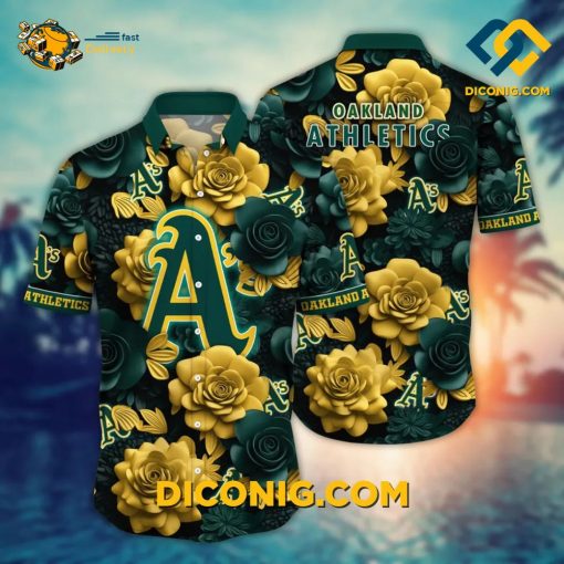 MLB Oakland Athletics Hawaiian Shirt Custom Golden Rose