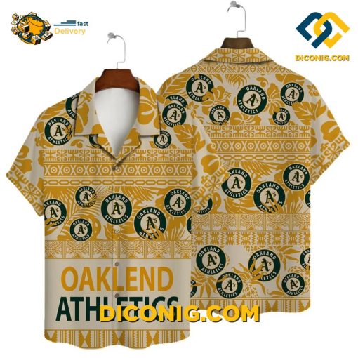 MLB Oakland Athletics Hawaiian Shirt Custom Golden Tribal Pattern