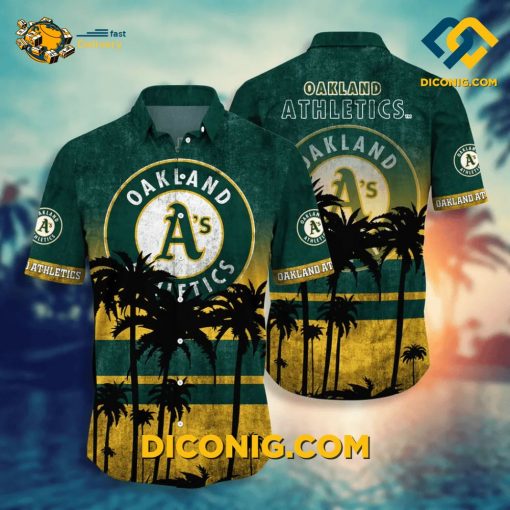 MLB Oakland Athletics Hawaiian Shirt Custom Sunset Palm