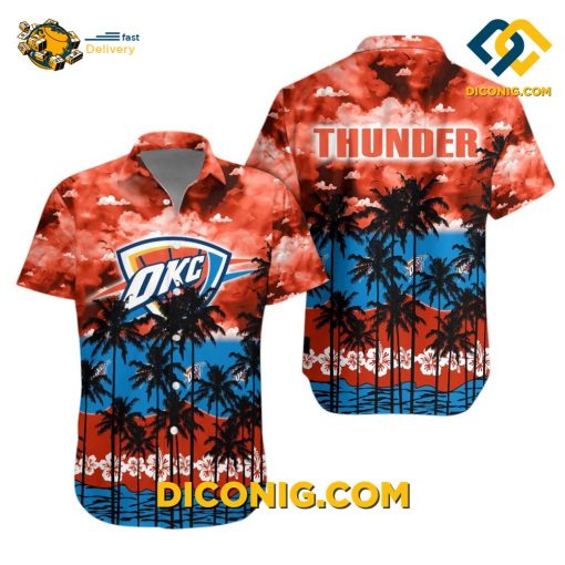 NBA Oklahoma City Thunder Hawaiian Shirt Custom Sunset Palms