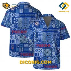 NBA Philadelphia 76ers Hawaiian Shirt Custom Blue Tile Pattern