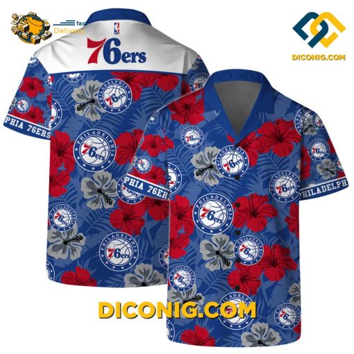 NBA Philadelphia 76ers Hawaiian Shirt Custom Hibiscus Bloom