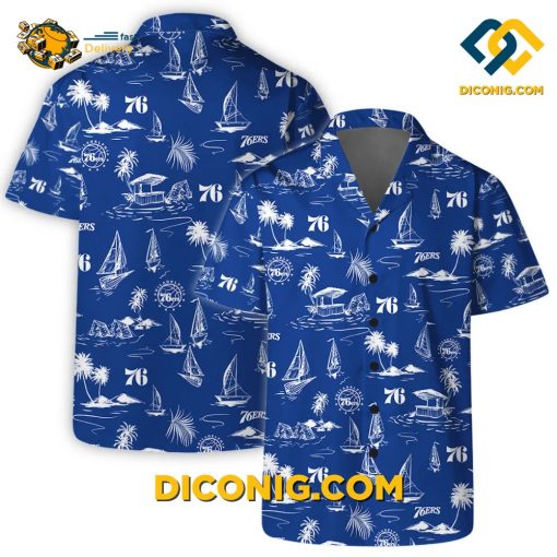 NBA Philadelphia 76ers Hawaiian Shirt Custom Sailboat Paradise