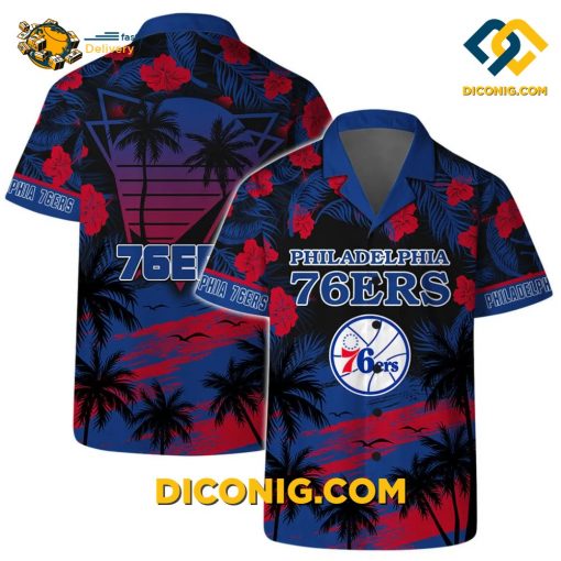NBA Philadelphia 76ers Hawaiian Shirt Custom Sunset Vibes