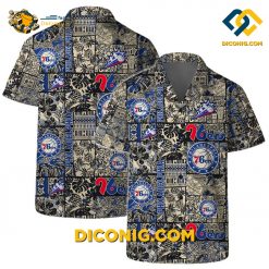 NBA Philadelphia 76ers Hawaiian Shirt Custom Vintage Black and Gold